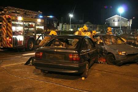 Fire crews show traffic dangers at mock crash