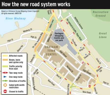 A map of the new road network. Based on Ordnance Survey Mapping Crown Copyright. All rights reserved: AM55/06