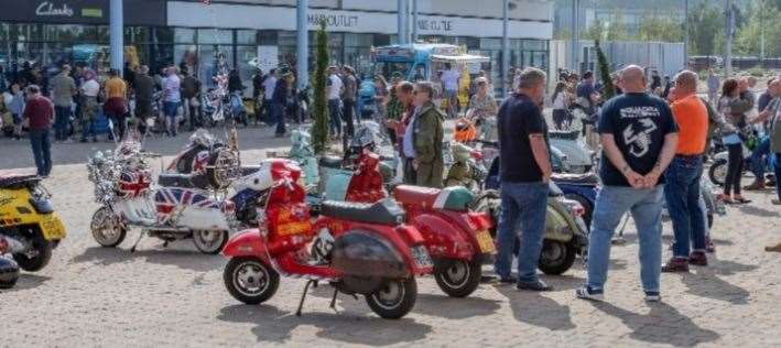 Scooter enthusiasts coverged on Dockside Outlet Centre
