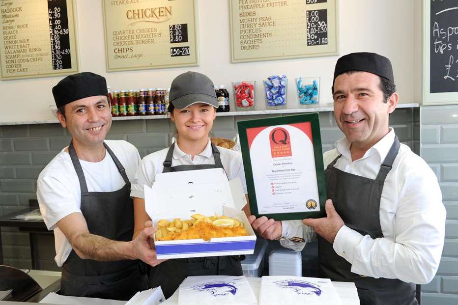 Martin Can, Leah Goodwin, Costas Christou from Northfleet Fish Bar in Perry Street.