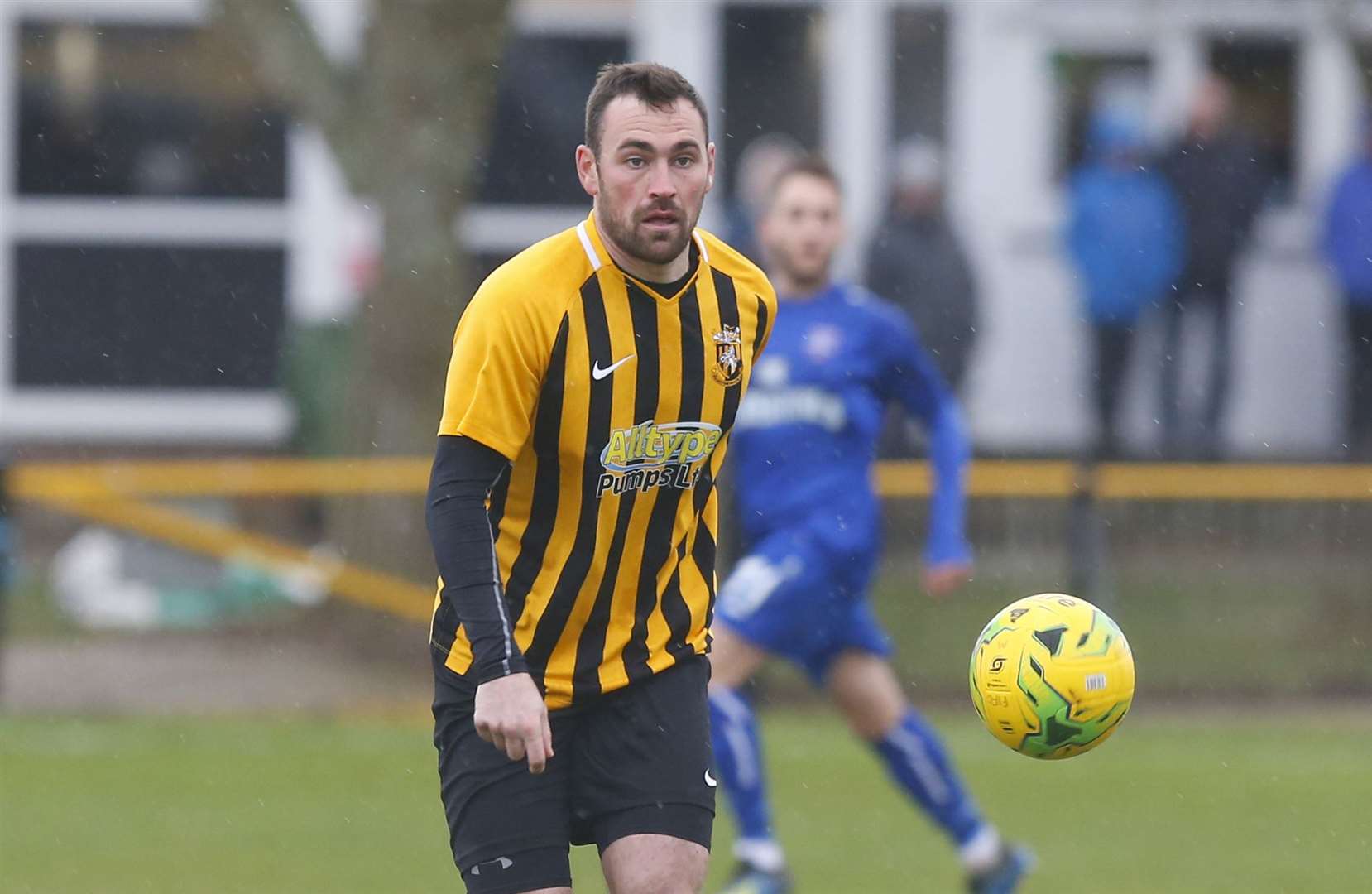Midfielder Ronnie Dolan, pictured in 2019, made his 300th Folkestone club appearance against Billericay. Picture: Andy Jones
