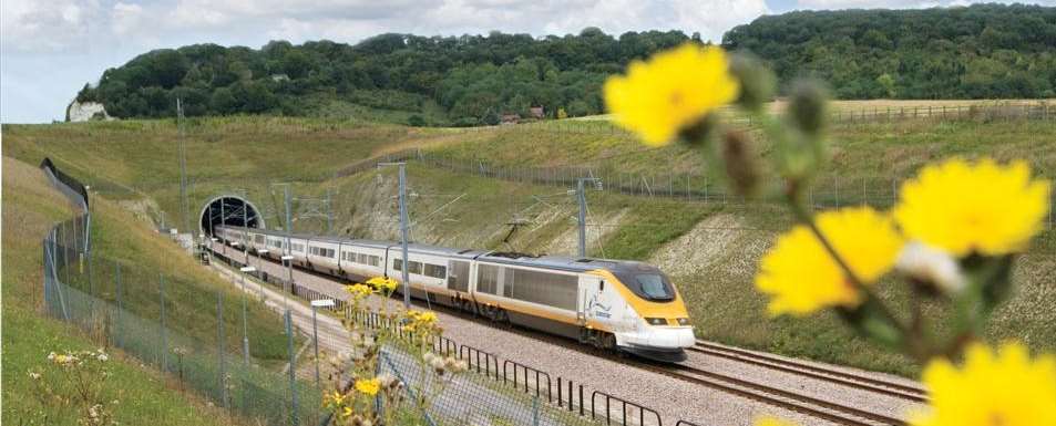 Eurostar trains run through Kent to the continent