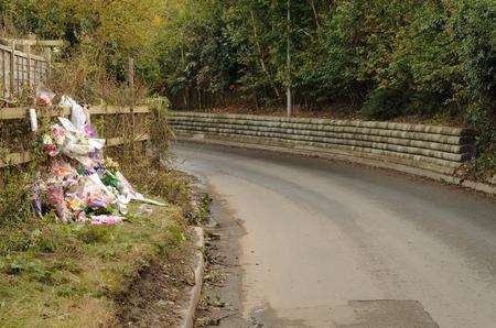 Floral tributes at the spot where Natalie Jarvis was found stabbed to death in Swanley Village