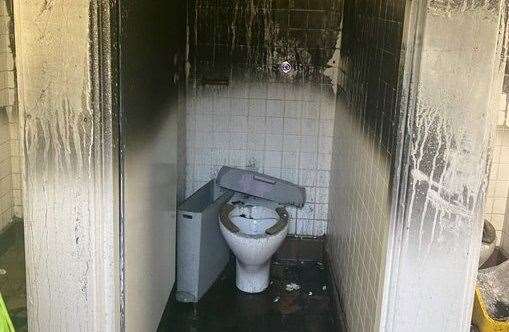 A toilet destroyed by the fire. Picture: Swale Borough Council