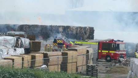 Firefighters getting to grips with the blaze. Picture: BARRY CRAYFORD