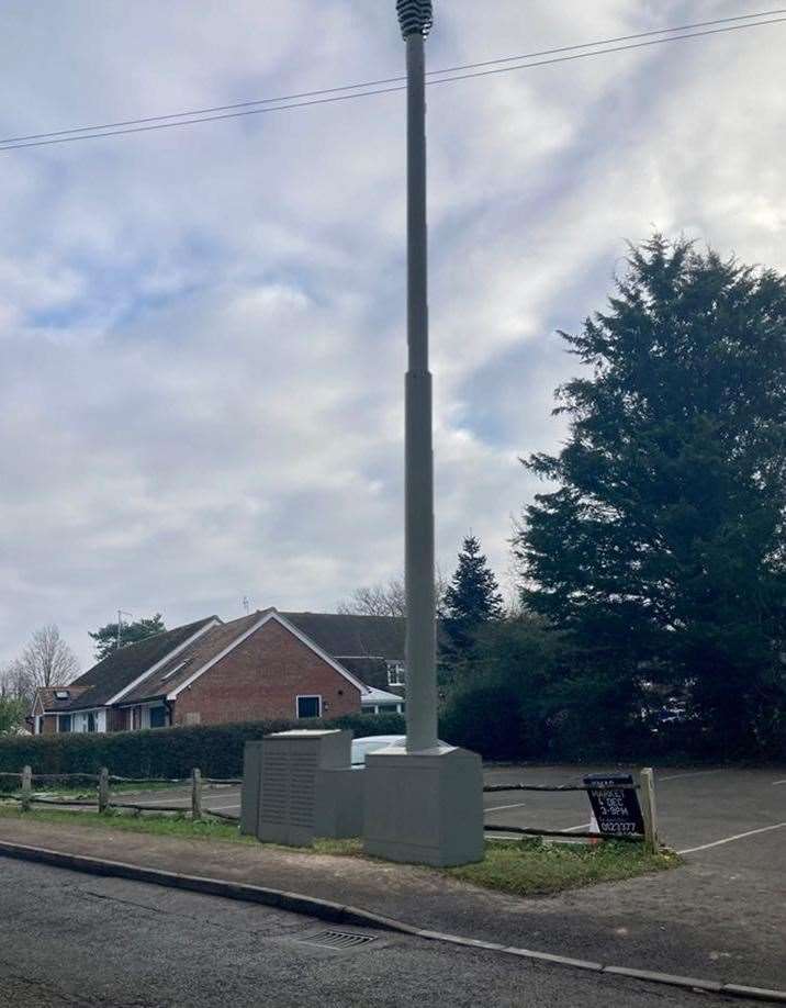 A superimposed image of what the new 5G mast could look like in Cage Lane, Smarden. Picture: Richard Hemsley