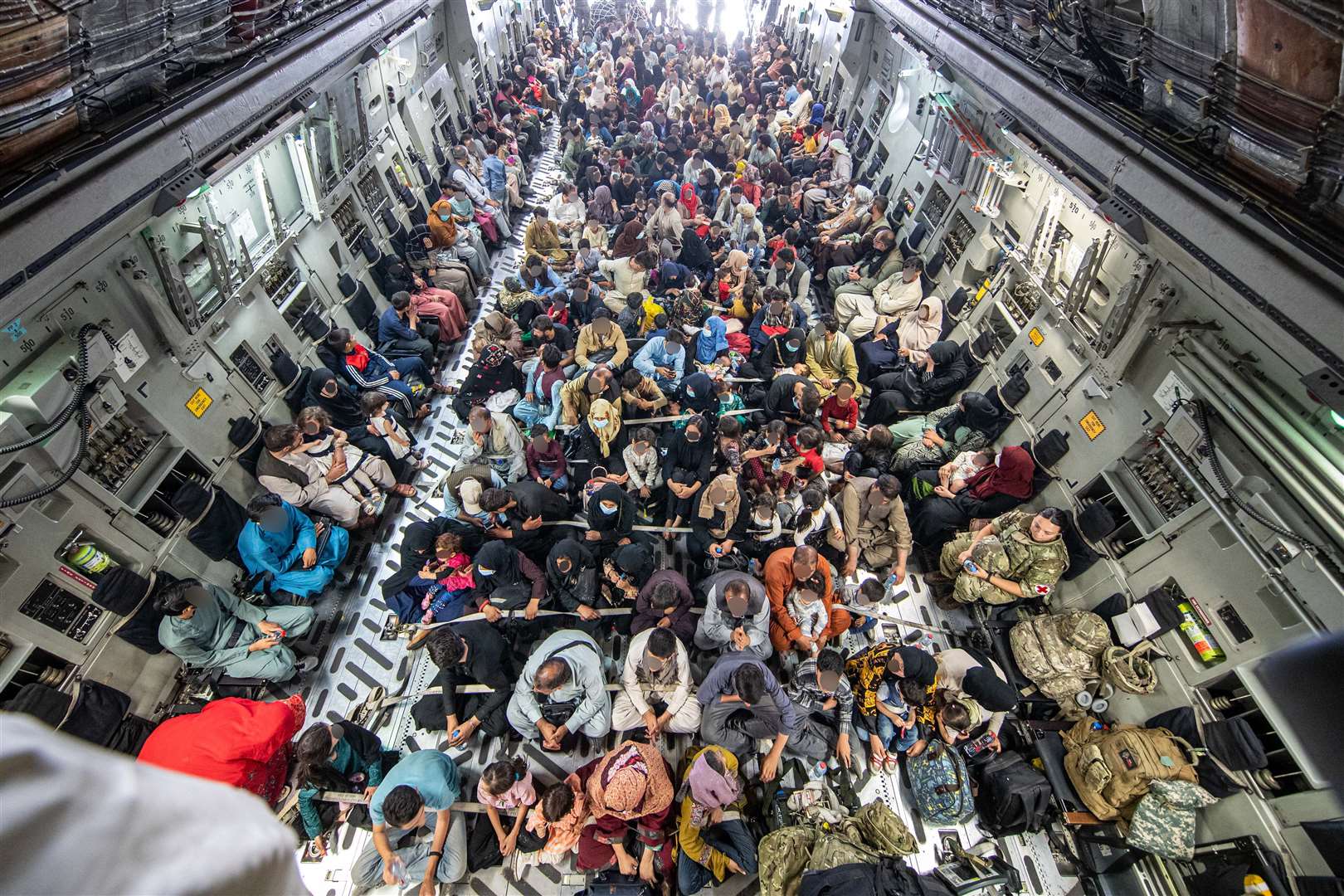 A full flight of 265 people, supported by British armed forces, about to leave Afghanistan last week. Picture: UK MOD