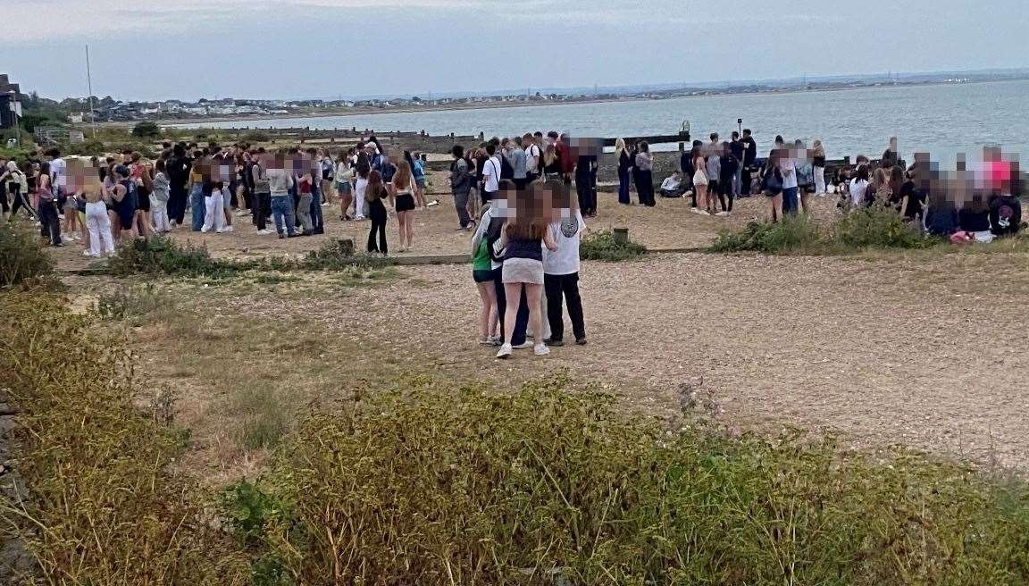 A group of about 100 teens seen at Whitstable beach
