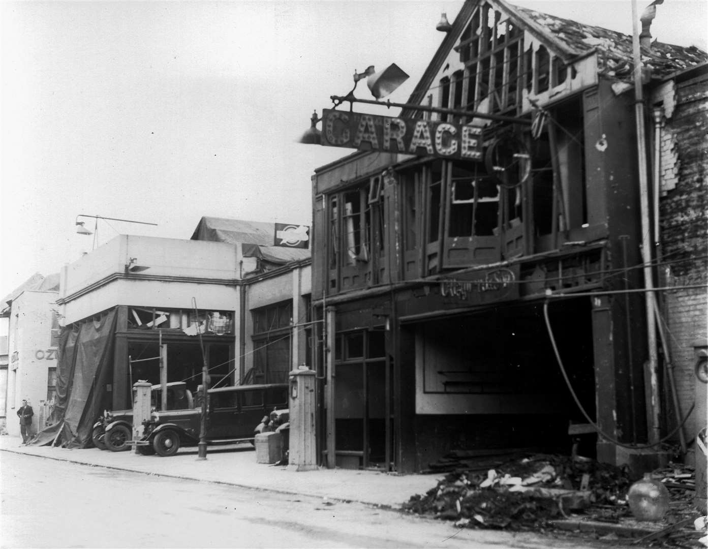 Haywards Garage following the bombing