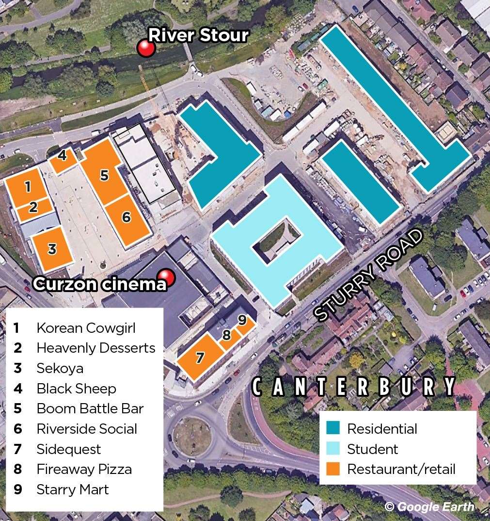 The layout of The Riverside in Canterbury