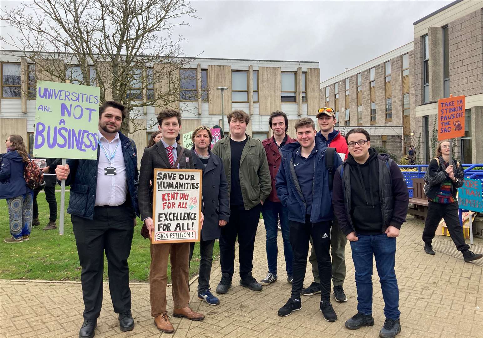 Labour councillors and members of the university's Labour Society at the University of Kent protests