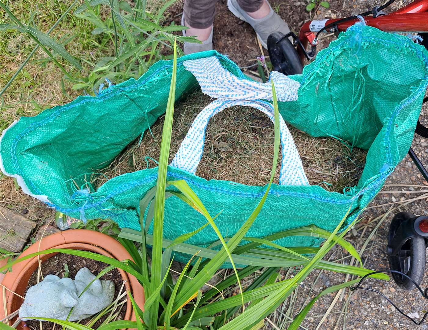 The bag of grass cuttings dumped in Patricia Mayberry's garden in Deal