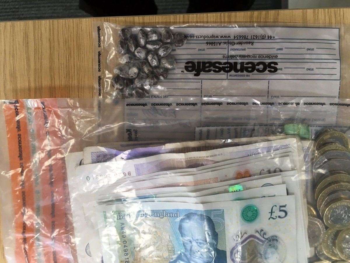 A 34-year-old man was arrested on suspicion of possessing class A drugs with intent to supply. Picture: Kent Police (8681912)
