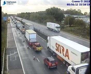 Traffic is building up on the M20 coastbound. Picture: Highways England (19340454)