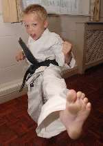 Jospeh Calvert is the youngest karate black belt in the country. Picture: NICK JOHNSON