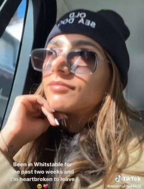 Mia Khalifa posted on TikTok that she was 'heartbroken' to leave Whitstable after a two-week stay. Picture: @miakhalifa44832/TikTok