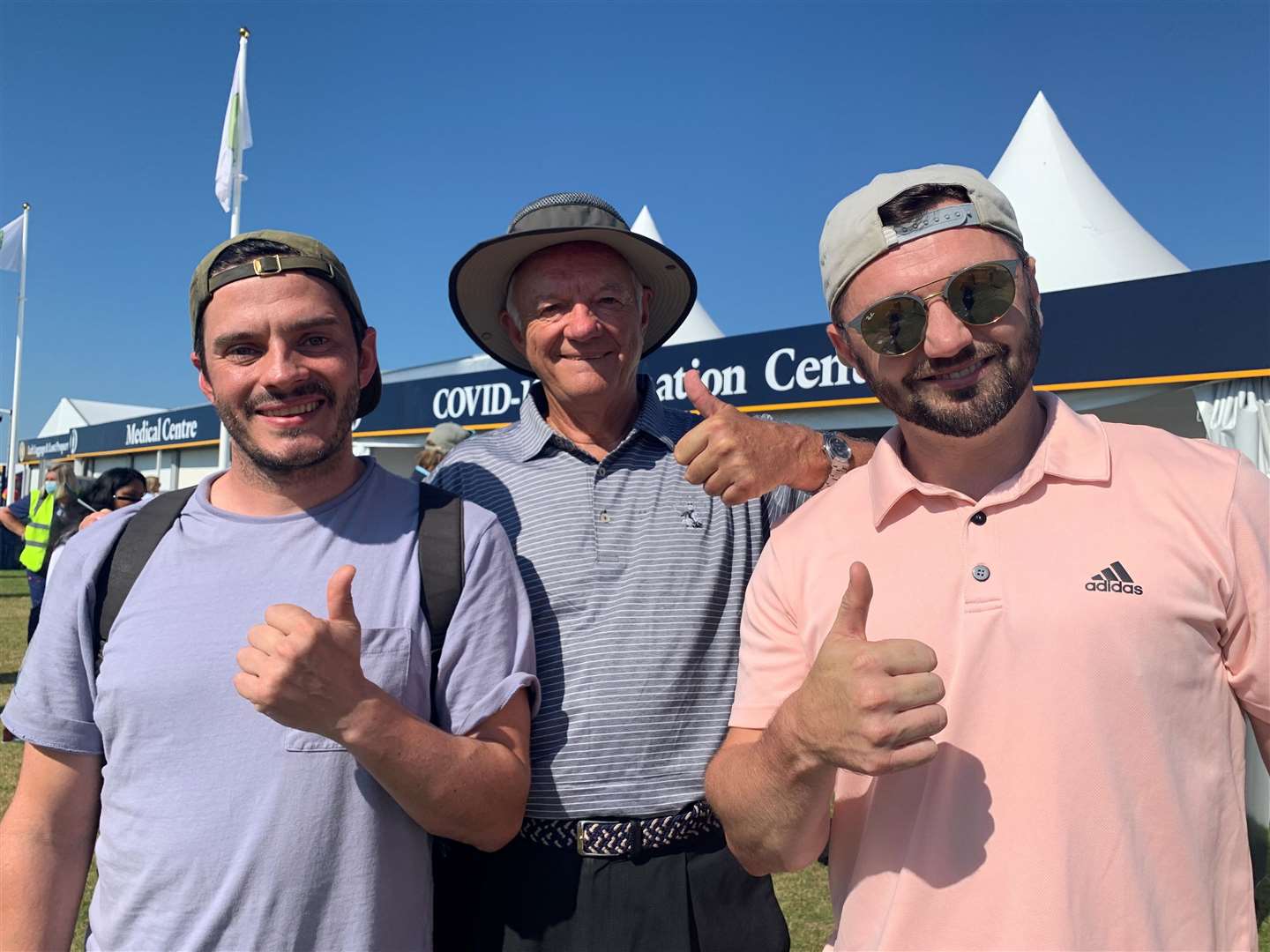 Phil and Alan Myers with Phil's brother-in-law Andrew Woolford at The Open