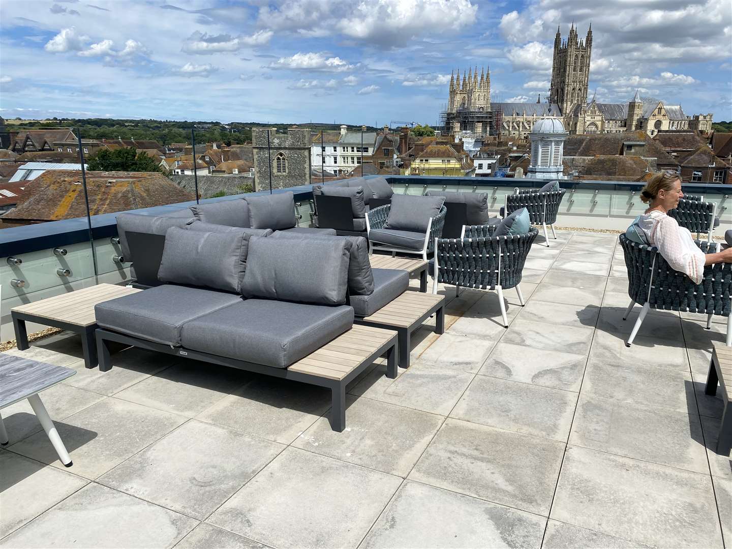 The terrace boasts views across to the Cathedral and beyond