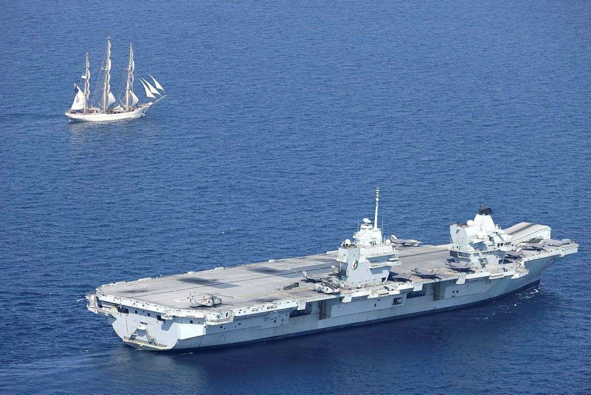 HMS Queen Elizabeth with the carrier strike group on operation. Picture: MoD
