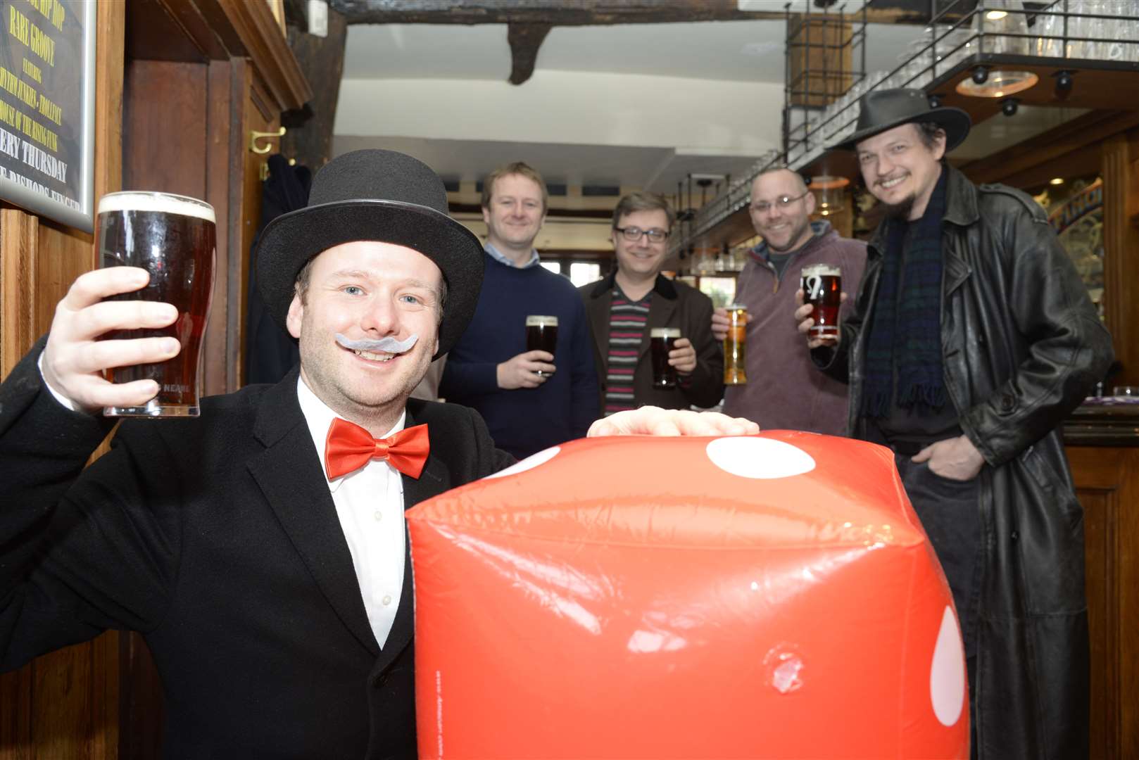 Jamie Price as the Monopoly man with friends