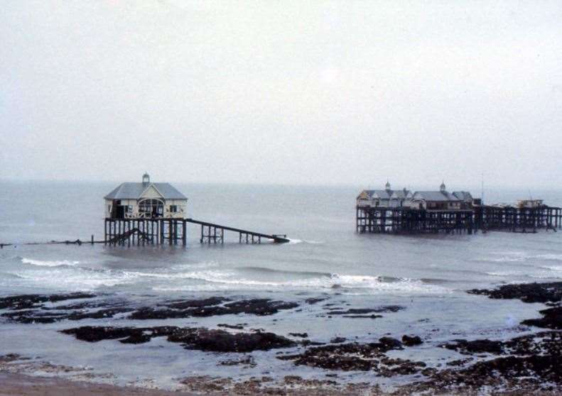 Margate Jetty following the 1978 storm. Picture: Nick Smith