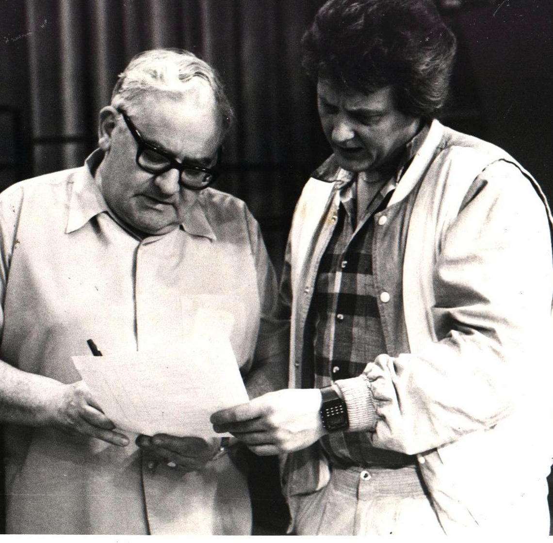Bobby Bragg goes through a script with Ronnie Barker. Picture: Matt Bragg