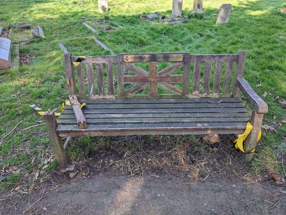 The benches had to be removed from the cemetery as they posed a health and safety risk