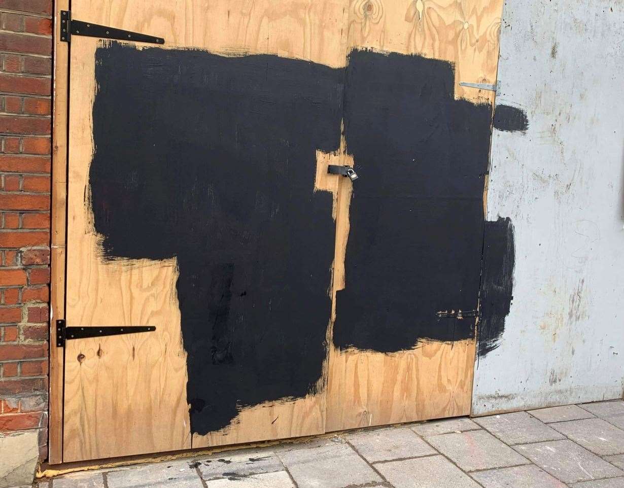 The artwork was painted over with black paint last night. Picture: Nick Shaker