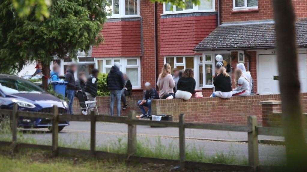 The teenagers in Upchurch gathered outside a house for an 18th birthday party. Picture: UKNiP
