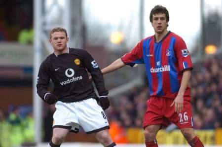 Wayne Rooney being marked by Gonzalo Sorondo when the defender was on loan at Crystal Palace. Picture: BARRY GOODWIN