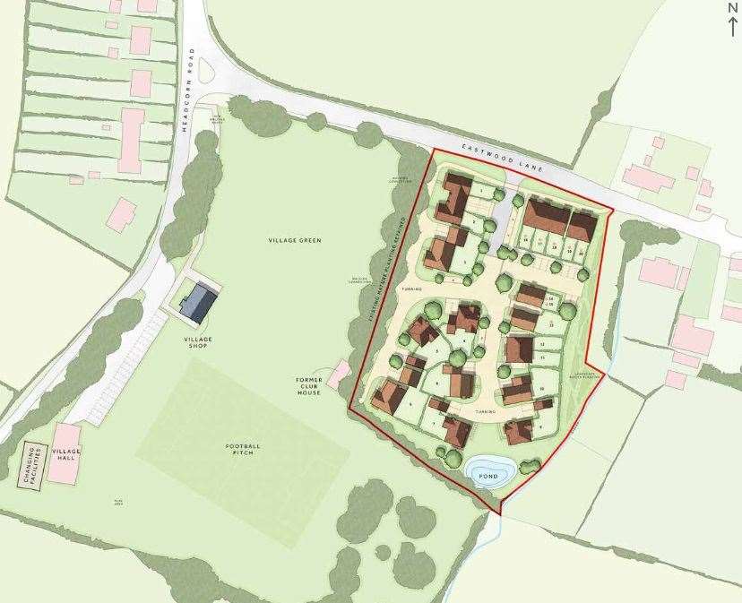 A plan of the proposed homes next to Ulcombe recreation ground. Picture: Clague Architects and Esquire Developments