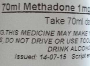A bottle of methadone. Stock image