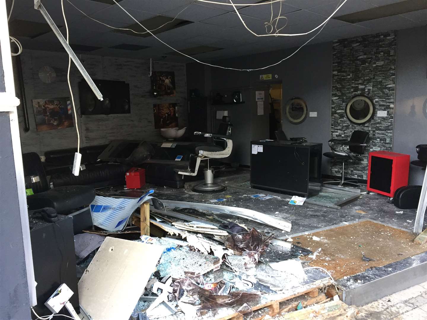 Shocking images show the extent of the damage done to Partners Hair Studio in Herne Bay following the crash this morning