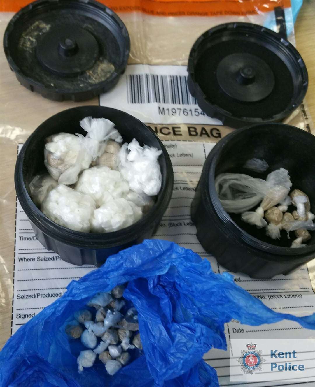 Suspected class A drugs were found in magnetic pots under a car on Sunday. Picture: Kent Police (13831665)