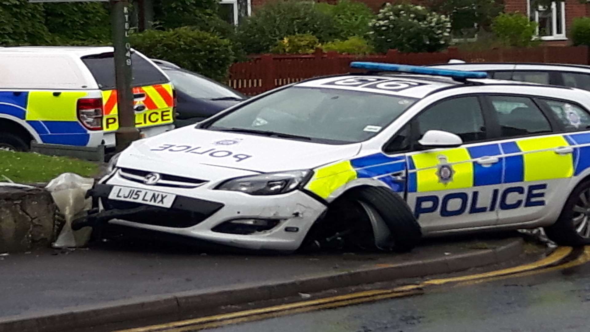 The BTP vehicle and a Ford Focus collided