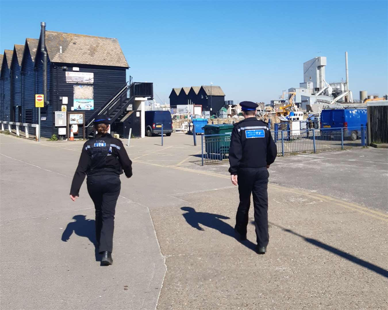 Police pictured out on patrol in Whitstable during lockdown last year