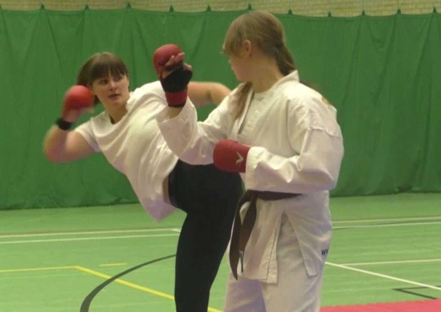Knight, 20, showing her karate skills