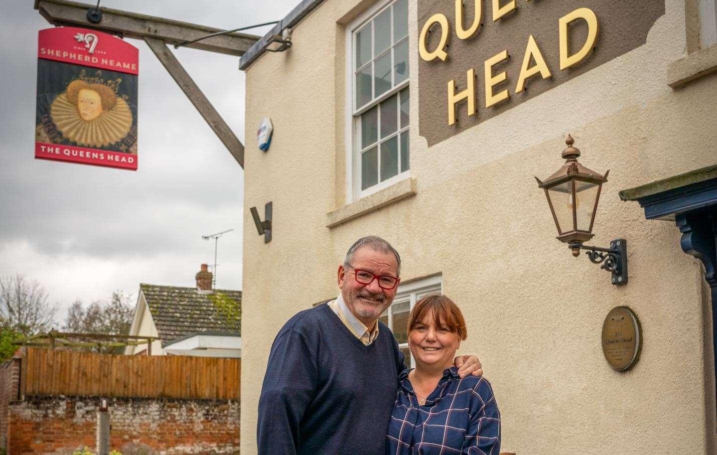 Husband and wife team Reuben and Kate Love outside the pub
