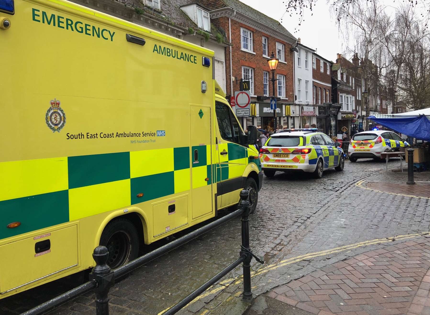 Emergency services in Ashford High Street. Picture by Steve R Salter