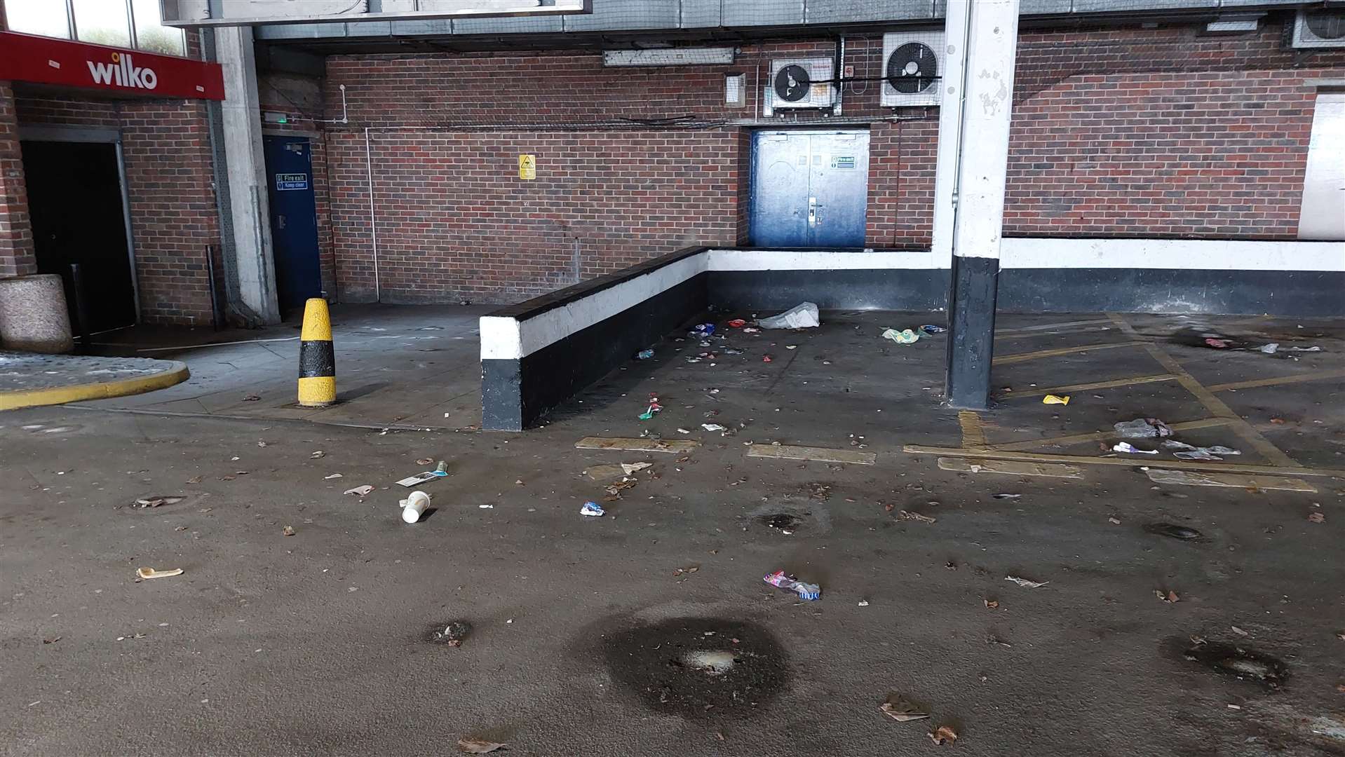 Litter on the car park's ground floor