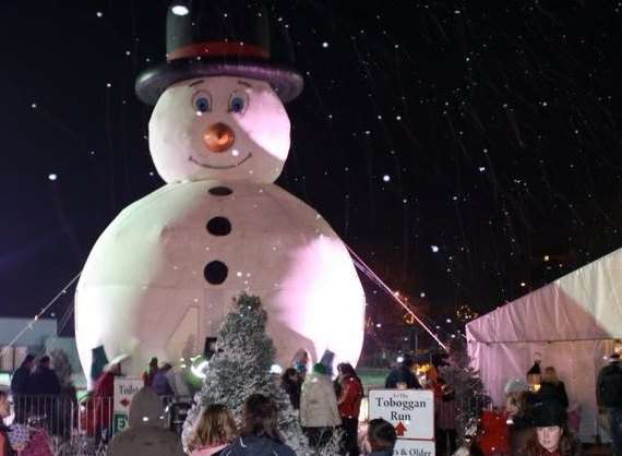 There will be no bouncing on this giant 50ft inflatable snowman after the break-in.