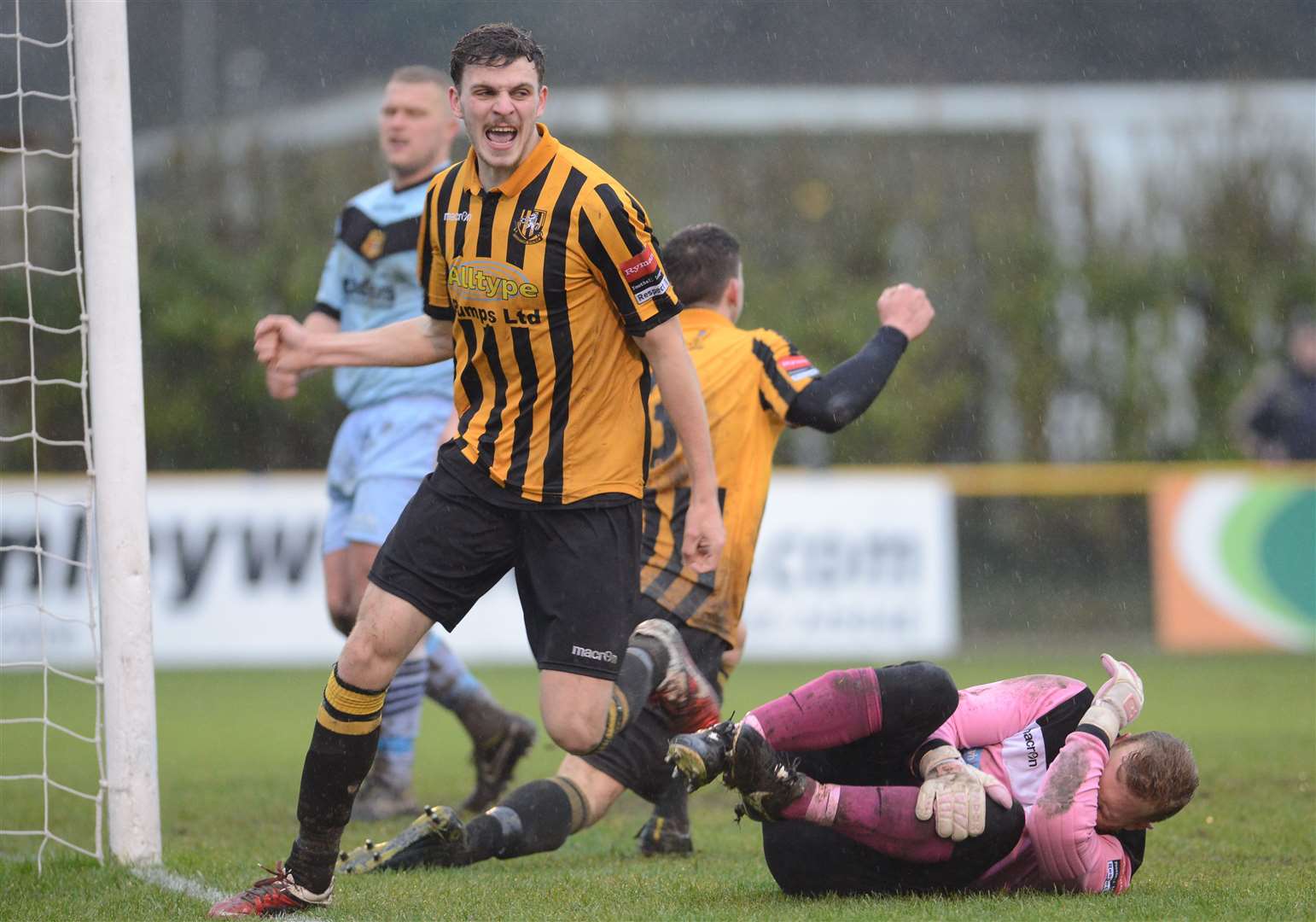 Big striker Harry Smith shone at Folkestone and has since moved into the professional game. Picture: Gary Browne
