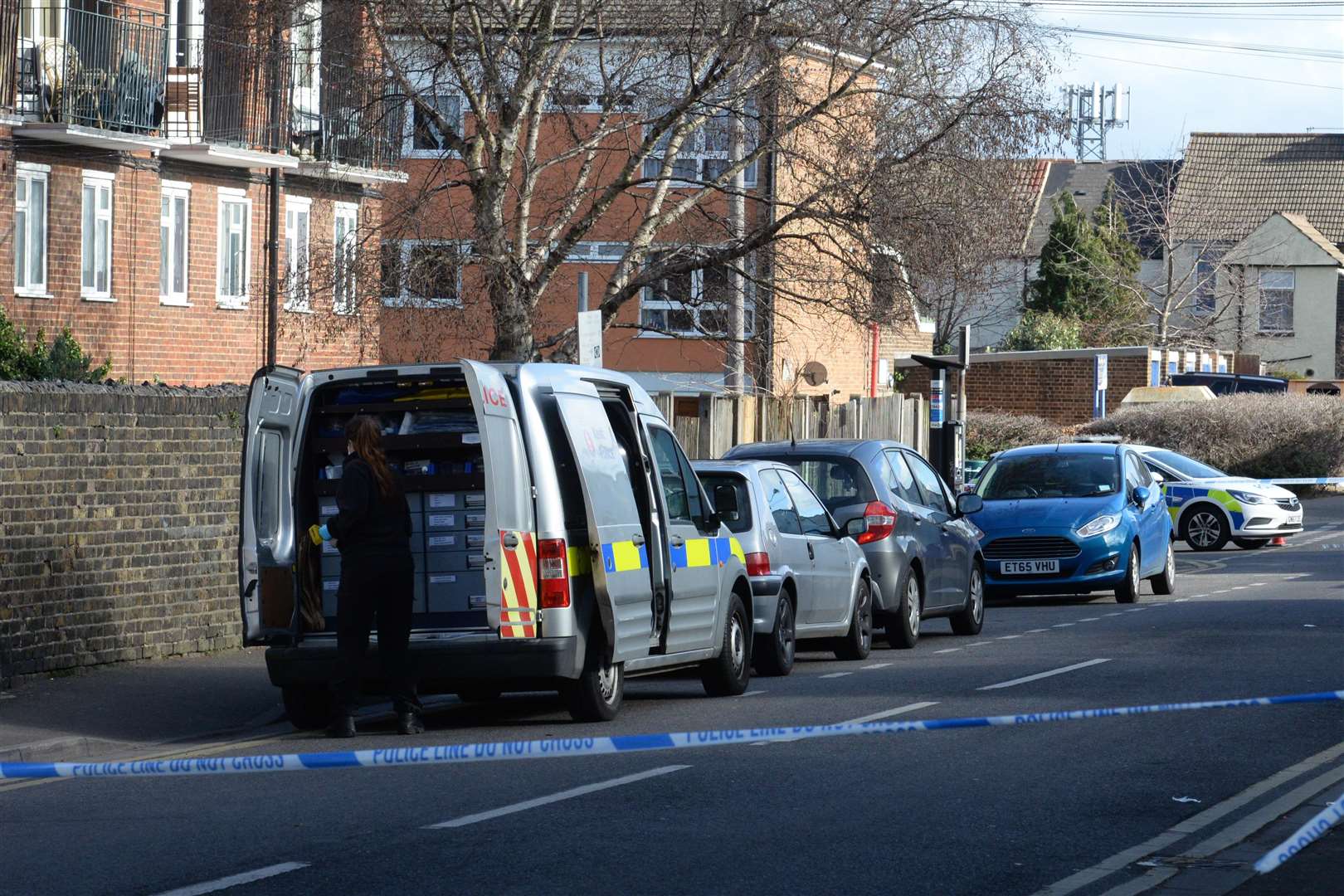 The scene as police cordon off Lock and Britton Streets in Gillingham. Picture: Chris Davey
