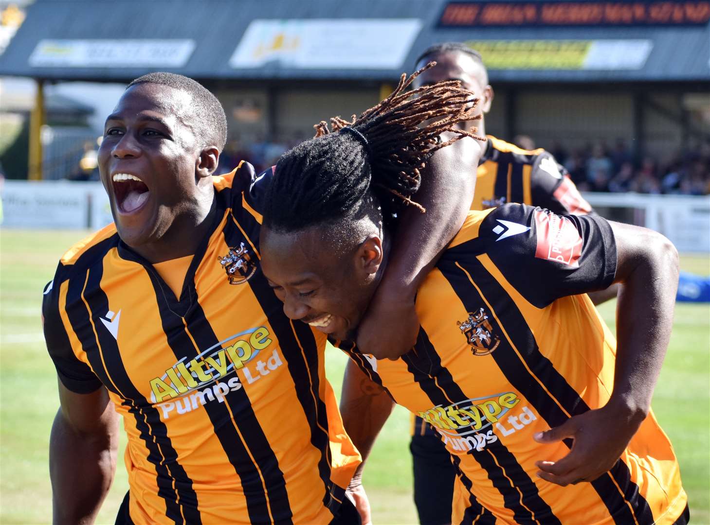 Folkestone's Ade Yusuff and Kadell Daniel help their side to a 3-1 win Picture: Randolph File