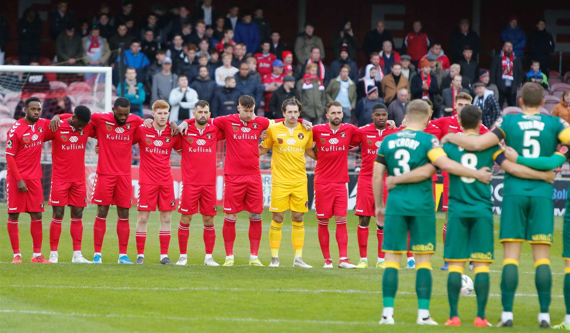 Players from Ebbsfleet and Notts County prior to their FA Cup tie. Picture: Matthew Walker FM21266158