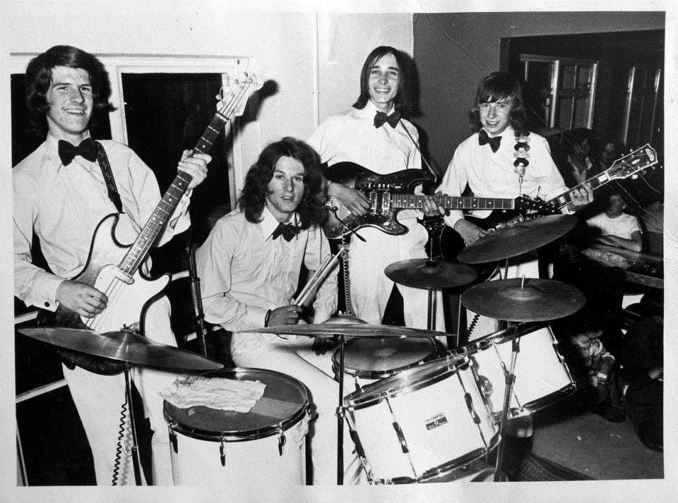 Sheppey band Sapphire in the 1970s with Paul Johnson on lead guitar with Phillip Evans on rhythm, Kevin Simpson on bass and Geoff Gillmore on drums (21121890)