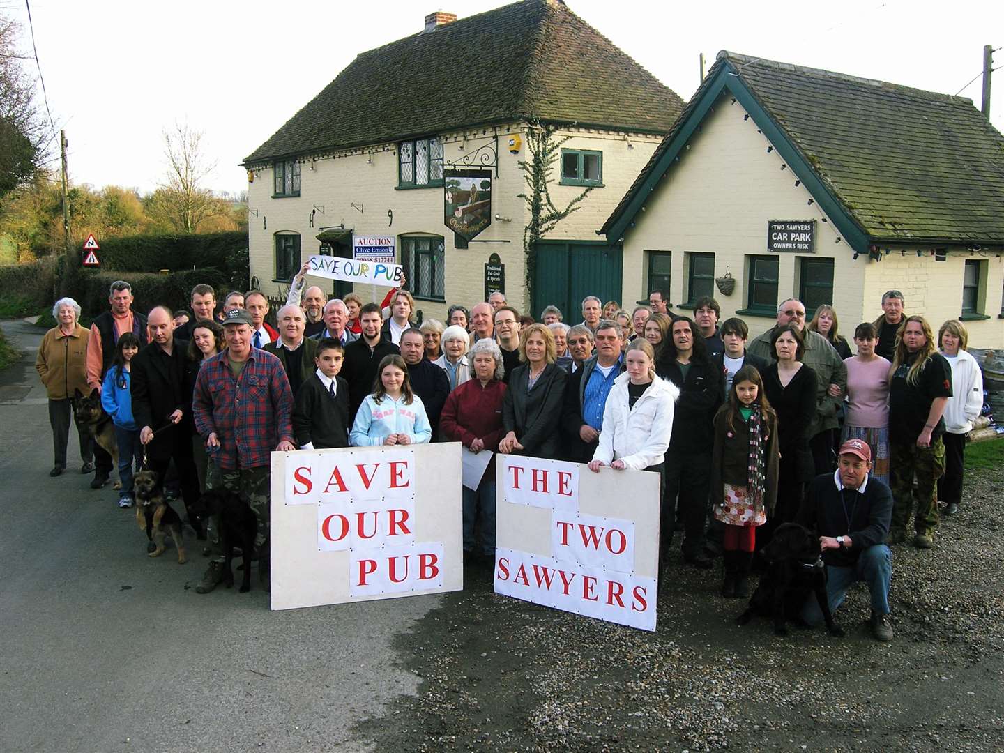 Villagers at Woolage Green, near Canterbury, were campaigning in March 2005 to stop The Two Sawyers from being turned into a house. They were victorious and the pub is still going today