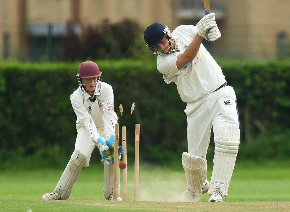 Hythe's Terry McDowell is bowled by Sidcup's Phil Robinson Picture: Matt Bristow