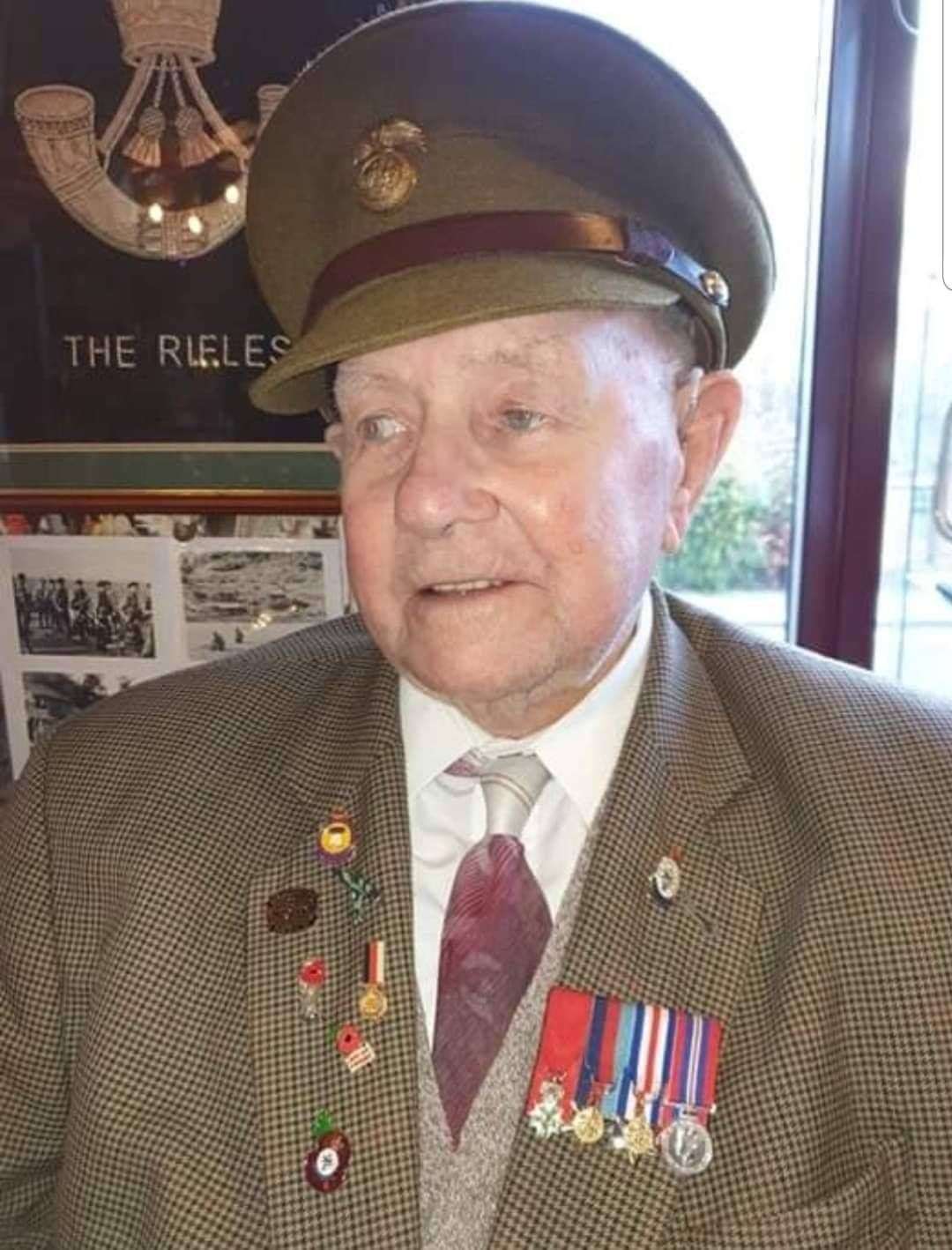 Mr Trotter today with his wartime cap and medals. Picture:Royal British Legion Industries