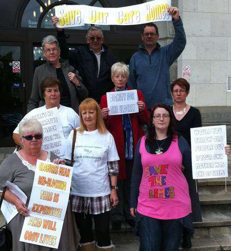 Care home protesters outside County Hall